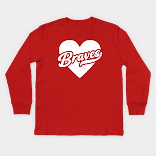 Vintage Braves School Spirit // High School Football Mascot // Go Braves Kids Long Sleeve T-Shirt